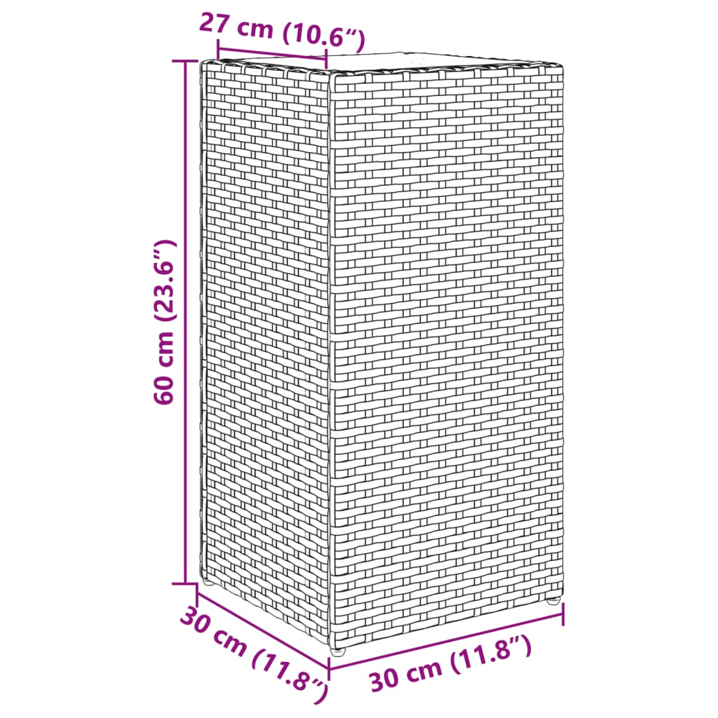 Pflanzkübel Grau 30x30x60 cm Poly Rattan