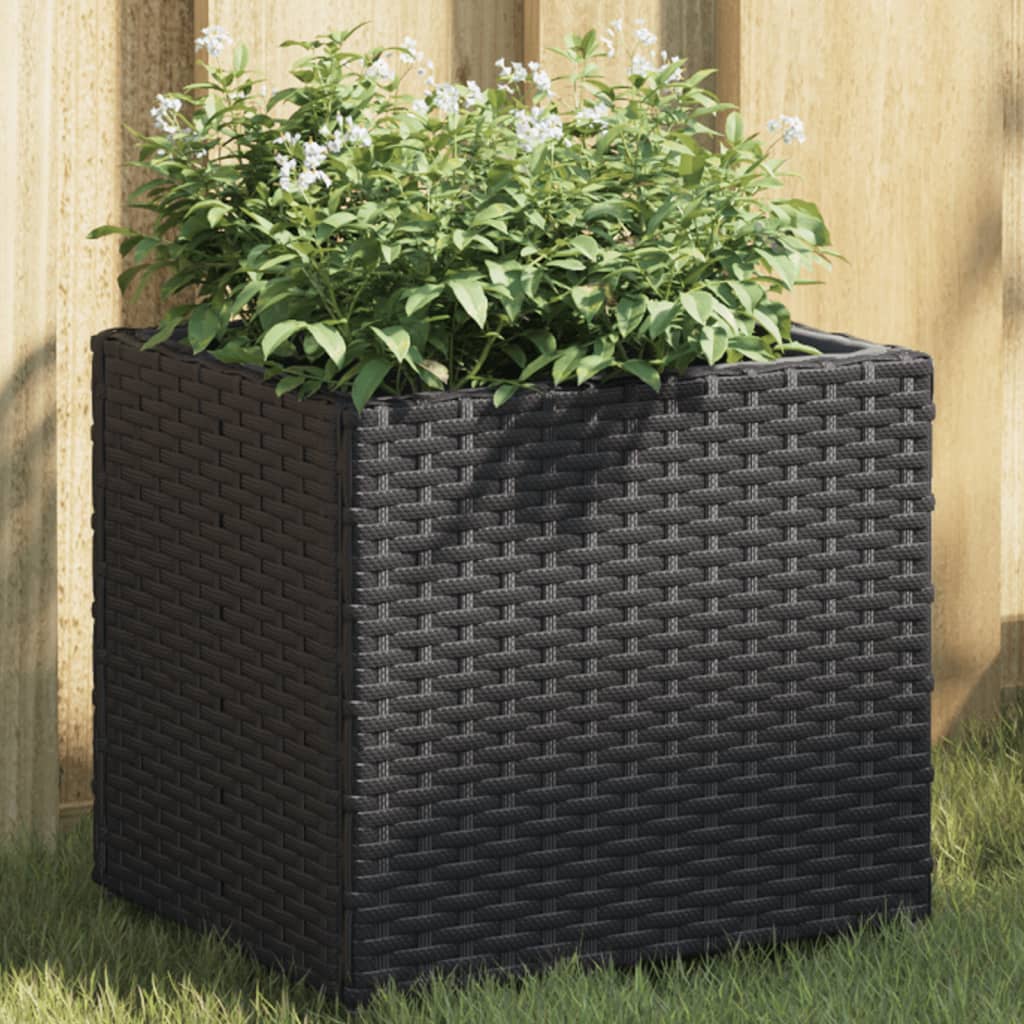 Pflanzkübel Schwarz 36x30x32 cm Poly Rattan