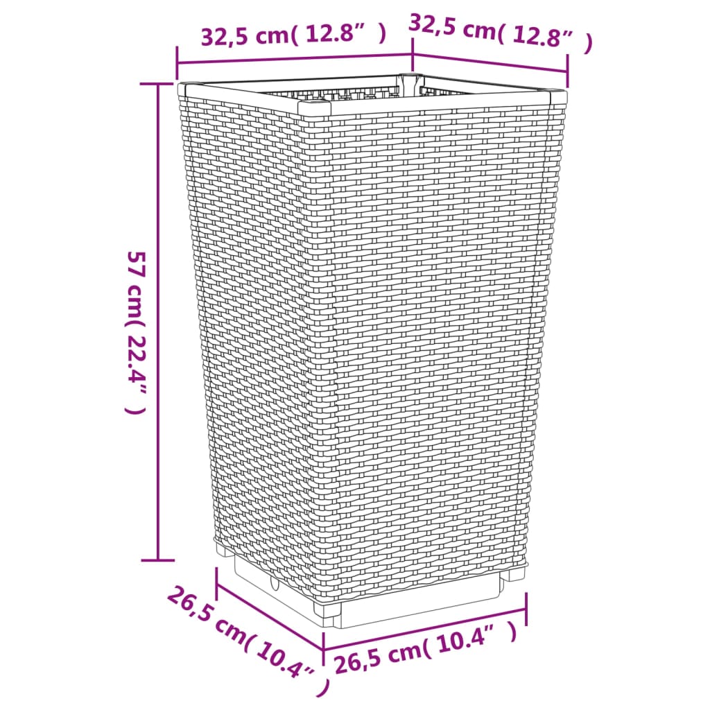 Pflanzkübel 2 Stk. Weiß 32,5x32,5x57 cm PP