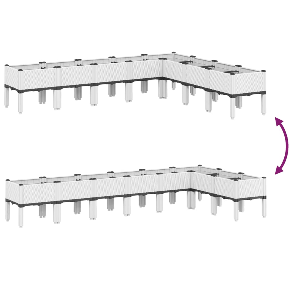 Pflanzkasten mit Beinen Weiß 200x160x42 cm PP