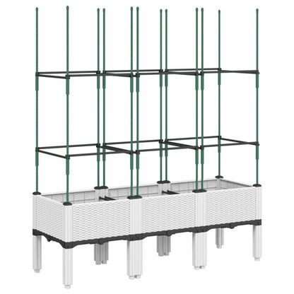 Pflanzkübel mit Rankgitter Weiß 120x40x142,5 cm PP