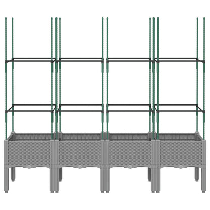 Pflanzkübel mit Rankgitter Hellgrau 160x40x142,5 cm PP