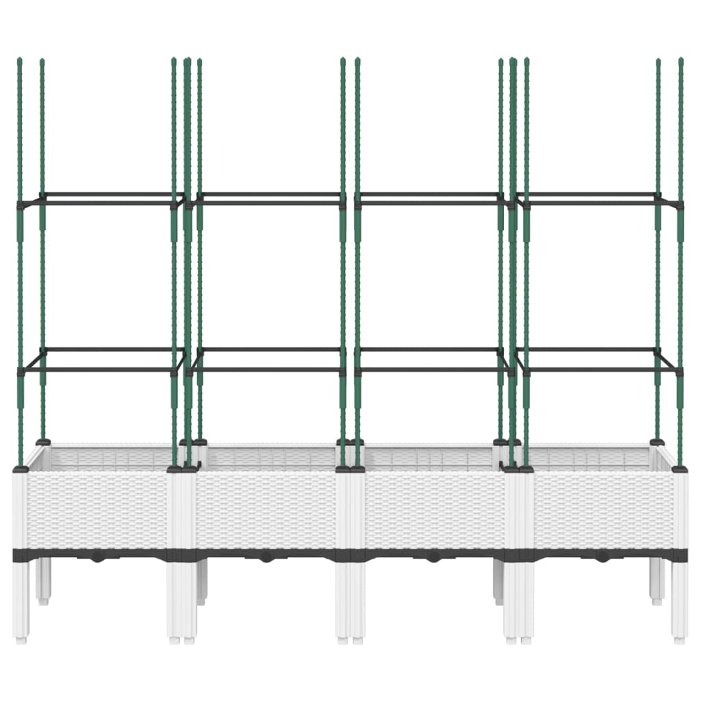 Pflanzkübel mit Rankgitter Weiß 160x40x142,5 cm PP