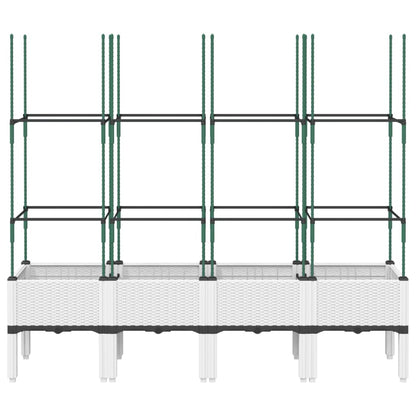 Pflanzkübel mit Rankgitter Weiß 160x40x142,5 cm PP