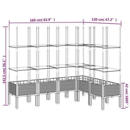 Pflanzkübel mit Rankgitter Weiß 160x120x142,5 cm PP