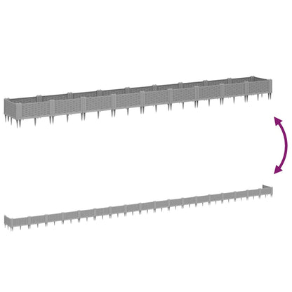 Pflanzkasten mit Erdspießen Hellgrau 362,5x42,5x28,5 cm PP