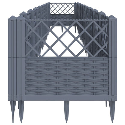 Pflanzkasten mit Erdspießen Grau 363,5x43,5x43,5 cm PP