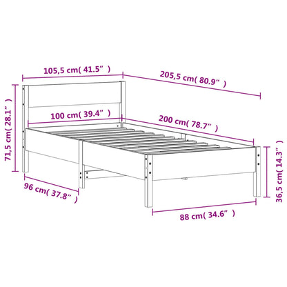 Massivholzbett ohne Matratze Weiß 100x200 cm Kiefernholz