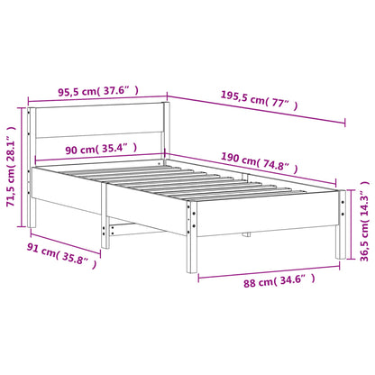 Massivholzbett ohne Matratze 90x190 cm Kiefernholz