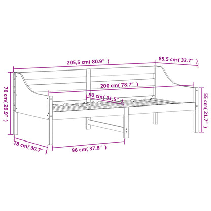 Tagesbett ohne Matratze Wachsbraun 80x200 cm Massivholz Kiefer