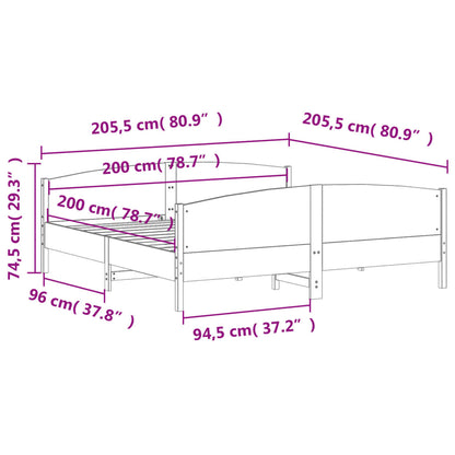 Massivholzbett ohne Matratze Weiß 200x200 cm Kiefernholz