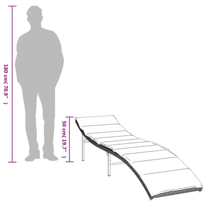 Sonnenliegen 2 Stk. mit Tisch Hellgrau Poly Rattan