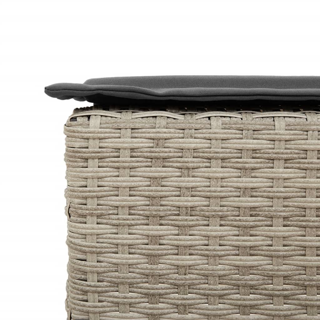 Garten-Barhocker mit Kissen 2 Stk. Hellgrau Poly Rattan