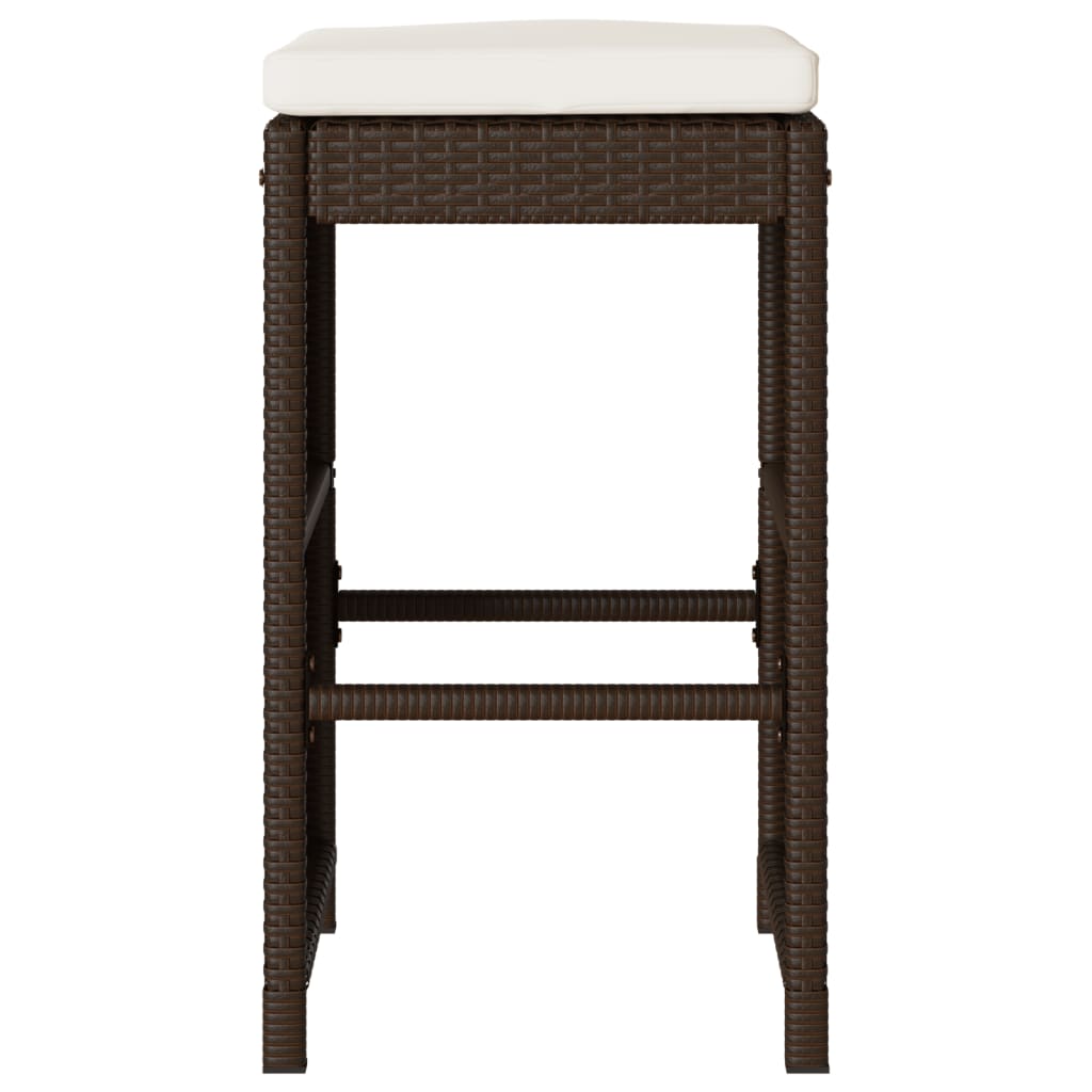 Garten-Barhocker mit Kissen 4 Stk. Braun Poly Rattan