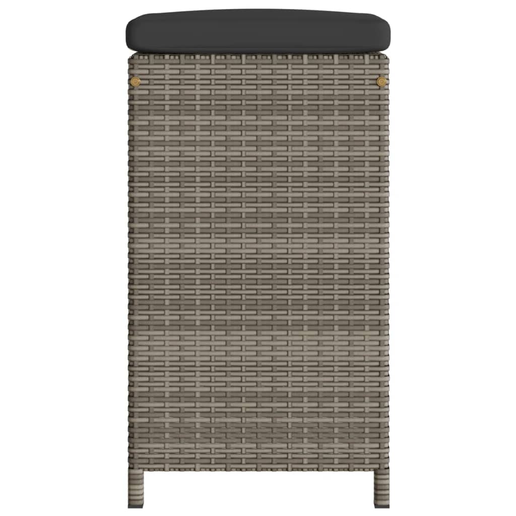 Garten-Barhocker mit Kissen 4 Stk. Grau Poly Rattan