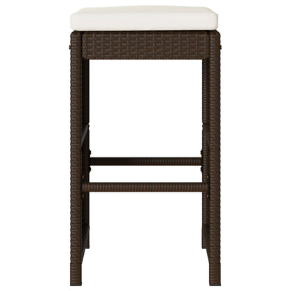 Garten-Barhocker mit Kissen 6 Stk. Braun Poly Rattan