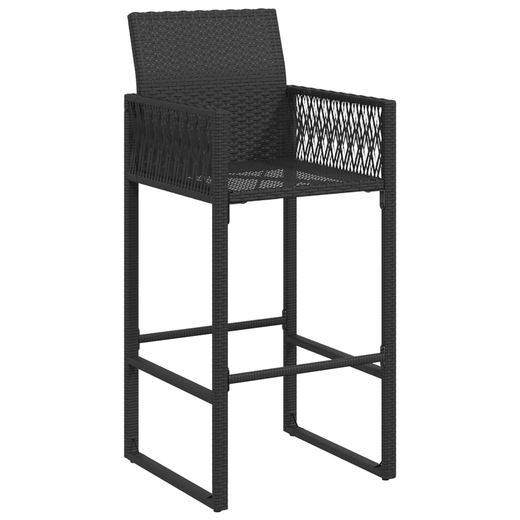 Garten-Barhocker 2 Stk. Schwarz Poly Rattan