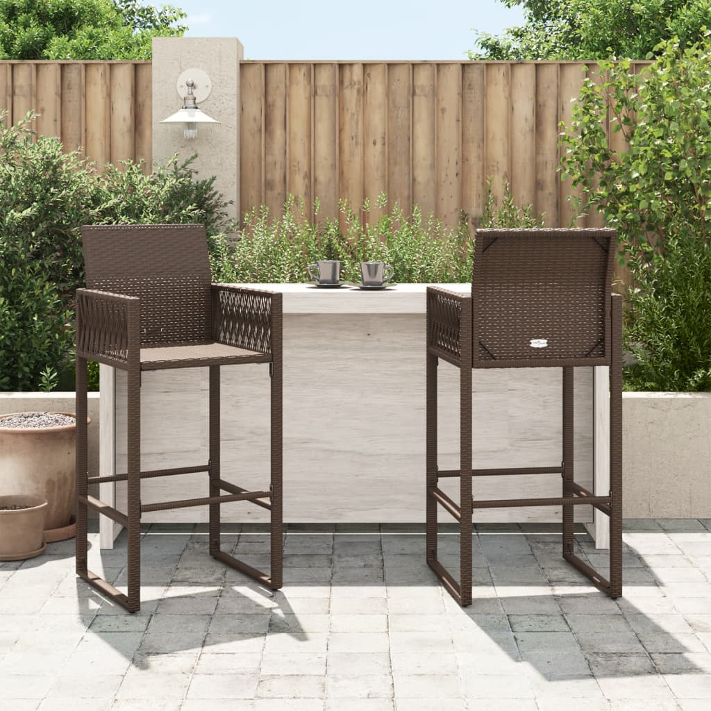 Garten-Barhocker 2 Stk. Braun Poly Rattan