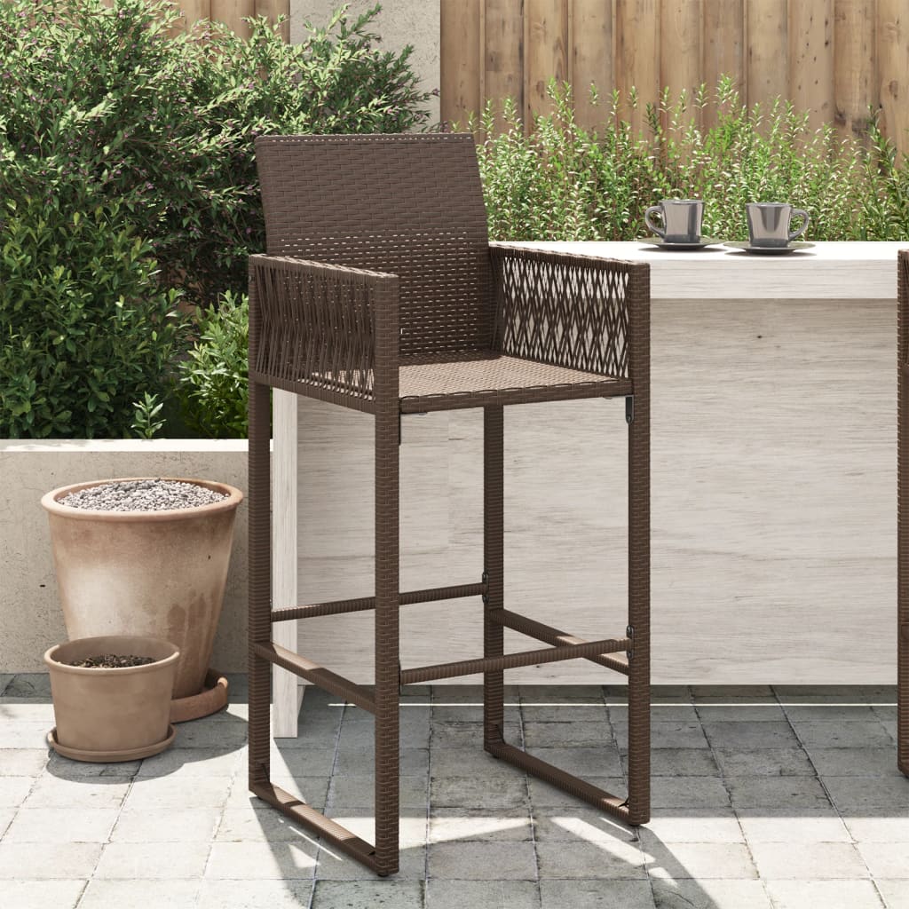 Garten-Barhocker 2 Stk. Braun Poly Rattan