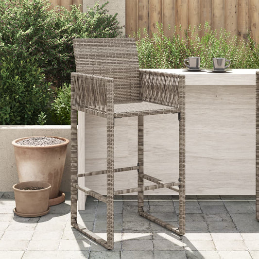 Garten-Barhocker 2 Stk. Grau Poly Rattan