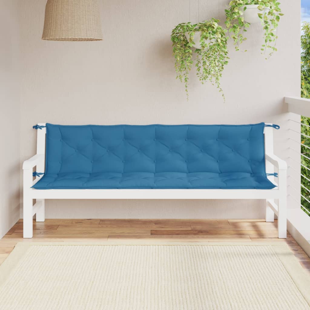 Gartenbank-Auflagen 2 Stk. Melange Blau 200x50x7 cm Stoff