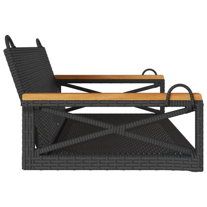 Hängebank Schwarz 109x62x40 cm Poly Rattan