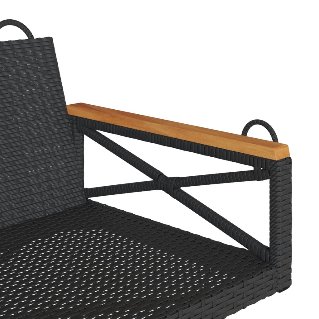 Hängebank Schwarz 109x62x40 cm Poly Rattan