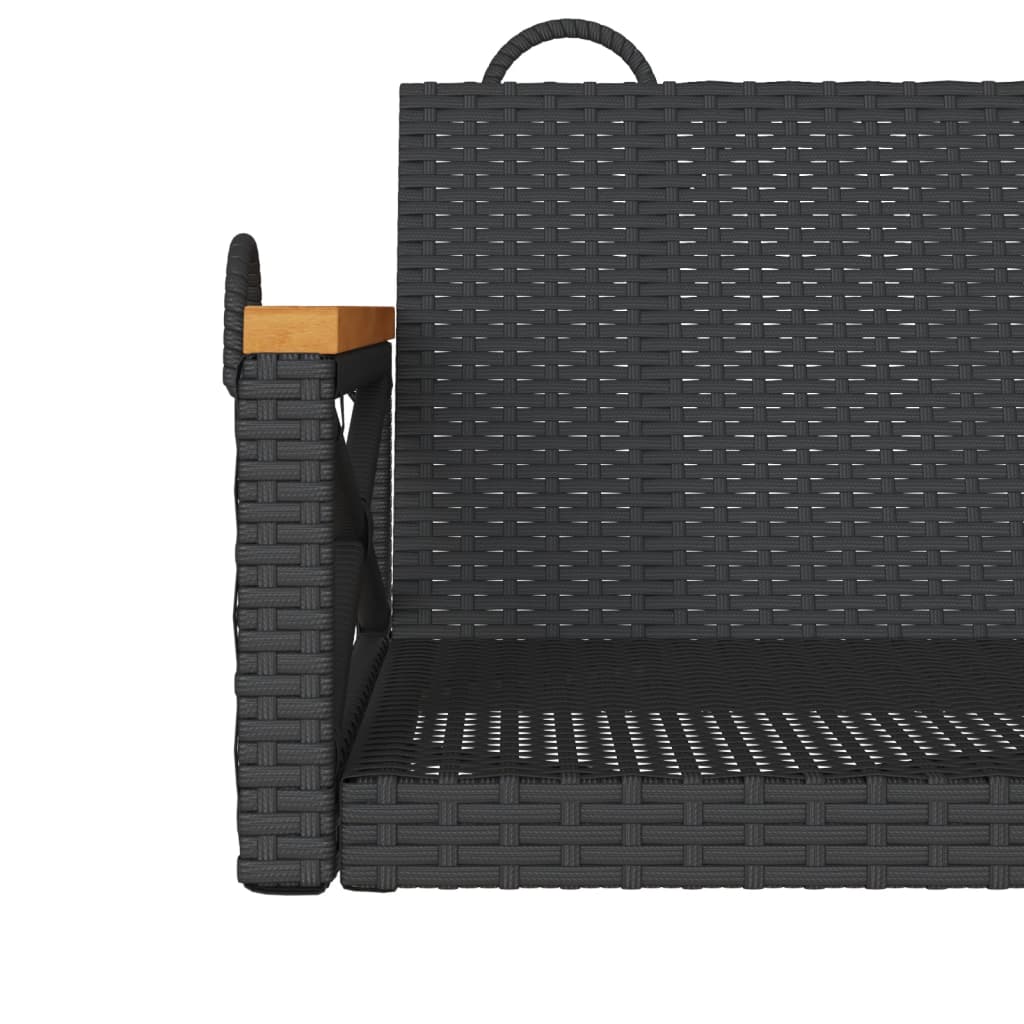 Hängebank Schwarz 109x62x40 cm Poly Rattan