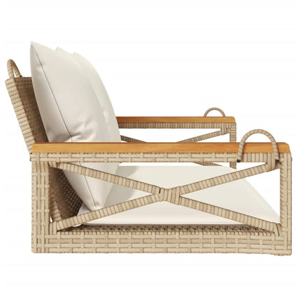 Hängebank mit Kissen Beige 109x62x40 cm Poly Rattan