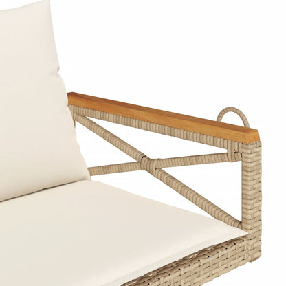 Hängebank mit Kissen Beige 109x62x40 cm Poly Rattan