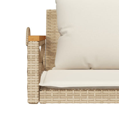 Hängebank mit Kissen Beige 109x62x40 cm Poly Rattan