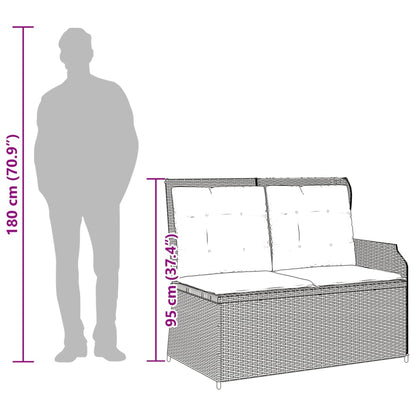 Gartenbank Verstellbar mit Kissen Grau Poly Rattan