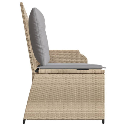 Gartenbank Verstellbar mit Kissen Beige Poly Rattan