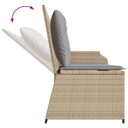 Gartenbank Verstellbar mit Kissen Beige Poly Rattan