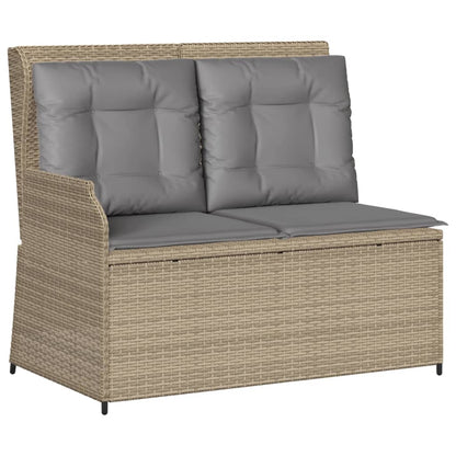 Gartenbank Verstellbar mit Kissen Beige Poly Rattan