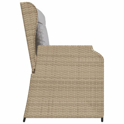 Gartenbank Verstellbar mit Kissen Beige Poly Rattan