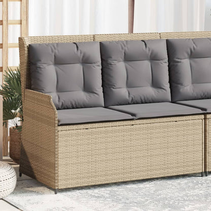 Gartenbank Verstellbar mit Kissen Beige Poly Rattan