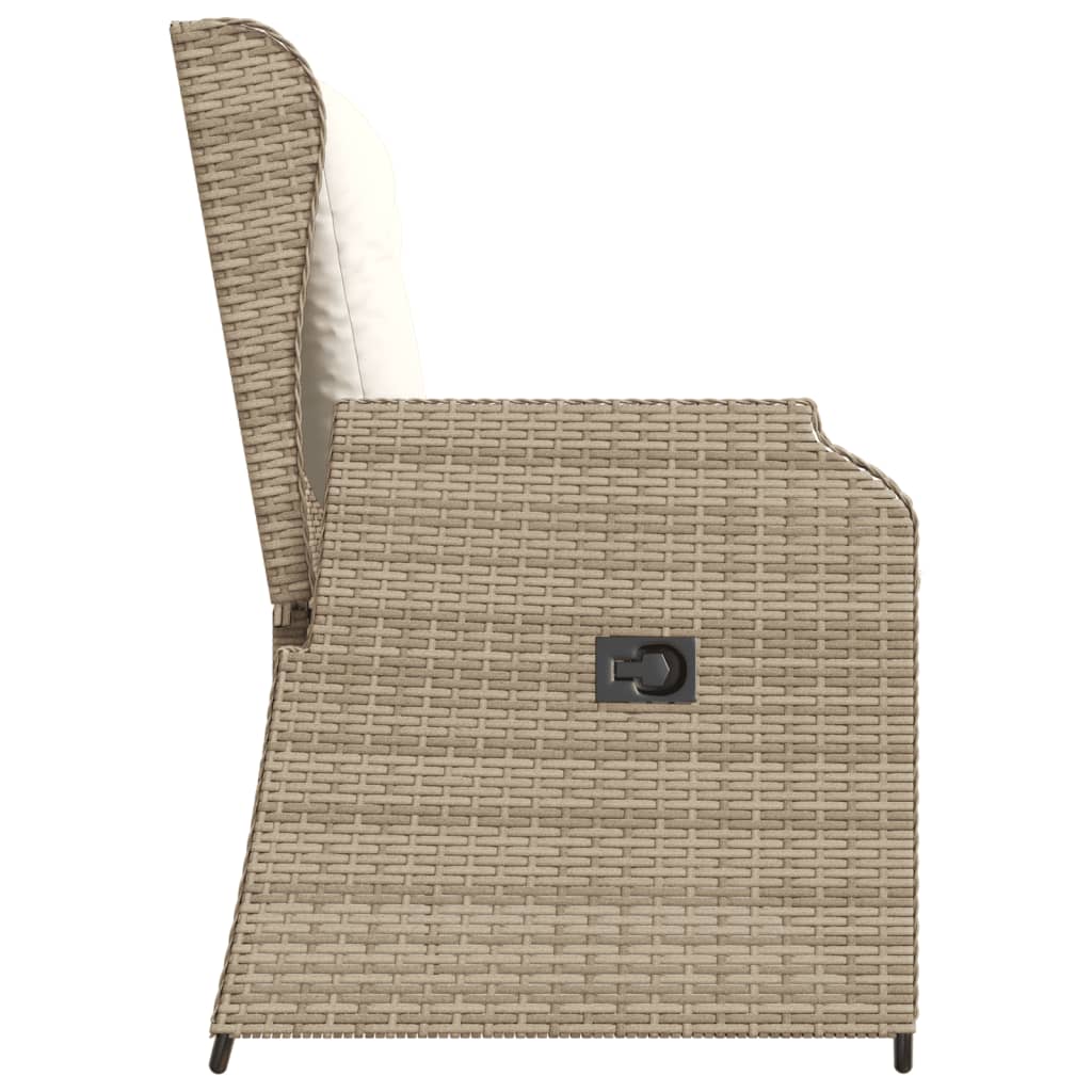 Gartenbank Verstellbar mit Kissen Beige Poly Rattan