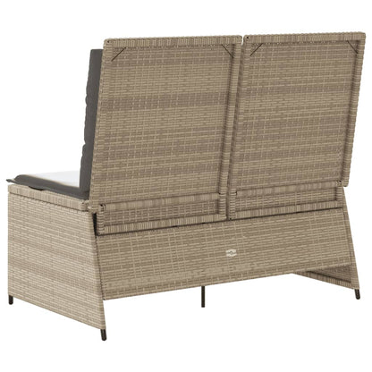 Gartenbank Verstellbar mit Kissen Beige Poly Rattan