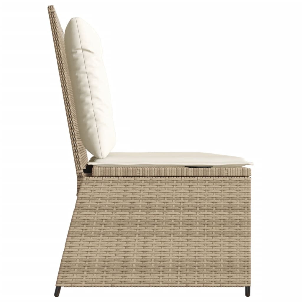 Gartenbank Verstellbar mit Kissen Beige Poly Rattan