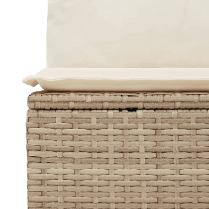 Gartenbank Verstellbar mit Kissen Beige Poly Rattan