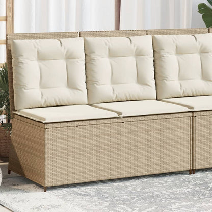 Gartenbank Verstellbar mit Kissen Beige Poly Rattan