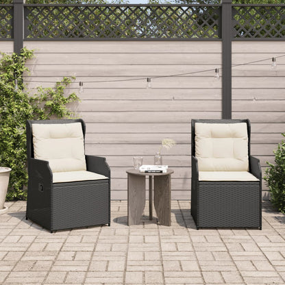 Gartensessel mit Kissen 2 Stk. Verstellbar Schwarz Poly Rattan