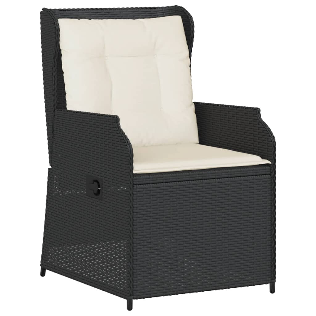 Gartensessel mit Kissen 2 Stk. Verstellbar Schwarz Poly Rattan