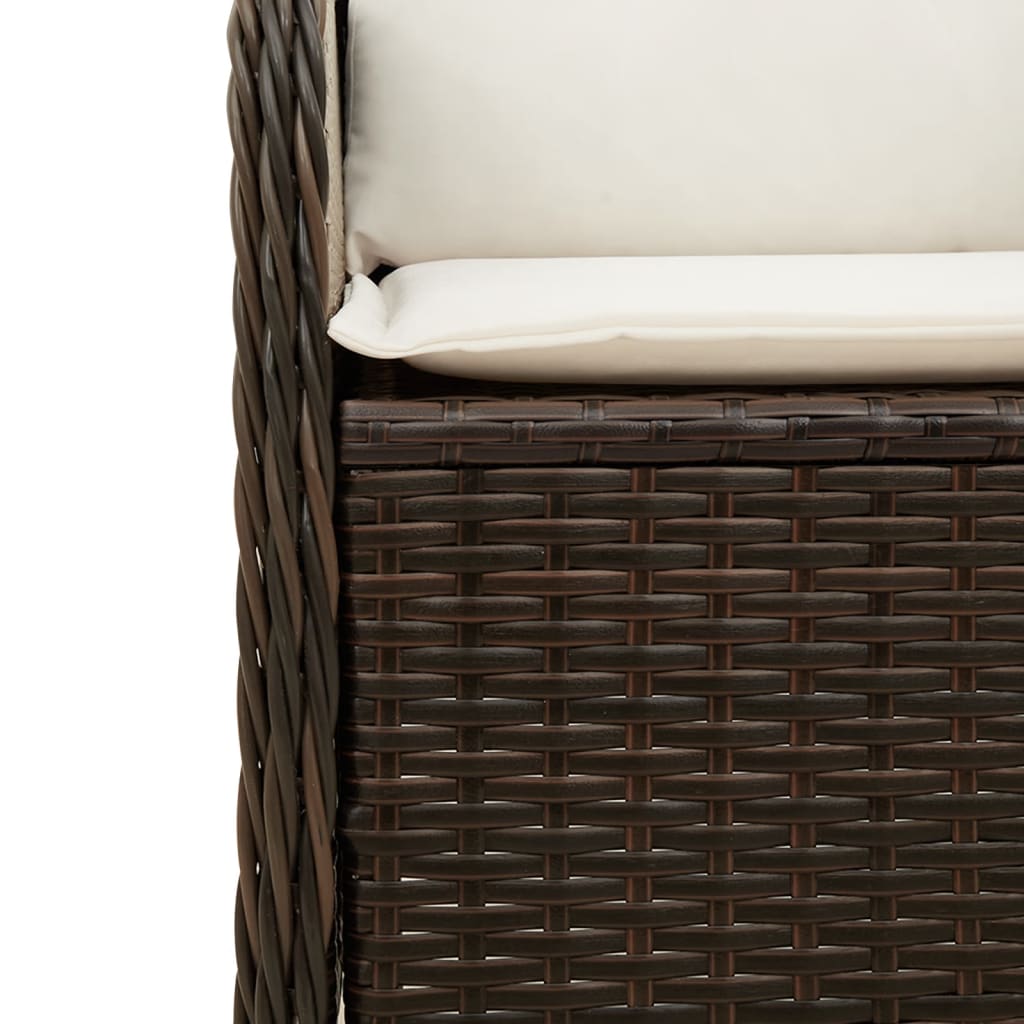 Gartensessel mit Kissen 2 Stk. Verstellbar Braun Poly Rattan