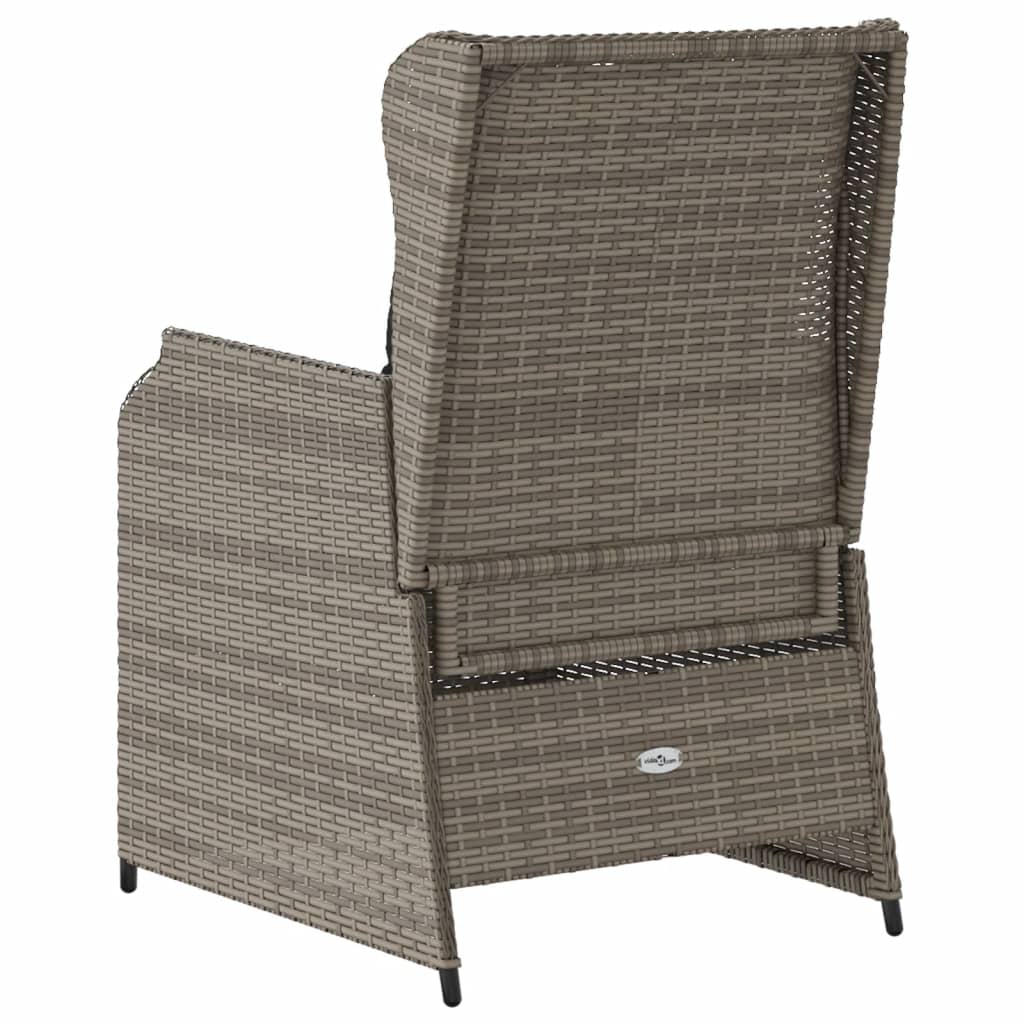 Gartensessel mit Kissen 2 Stk. Verstellbar Grau Poly Rattan