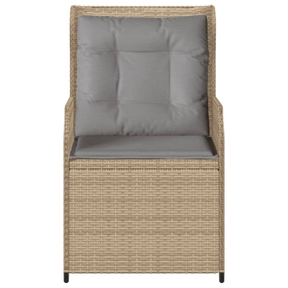 Gartensessel mit Kissen 2 Stk. Verstellbar Beige Poly Rattan