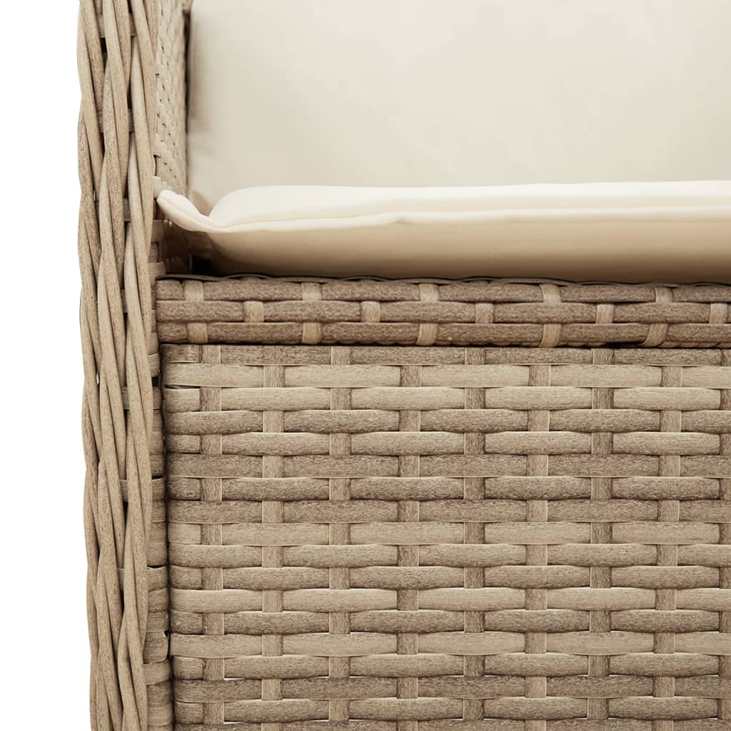 Gartensessel mit Kissen 2 Stk. Verstellbar Beige Poly Rattan