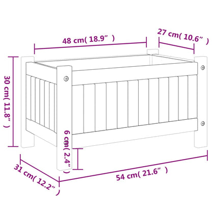 Pflanzkübel mit Einlage 54x31x30 cm Massivholz Akazie