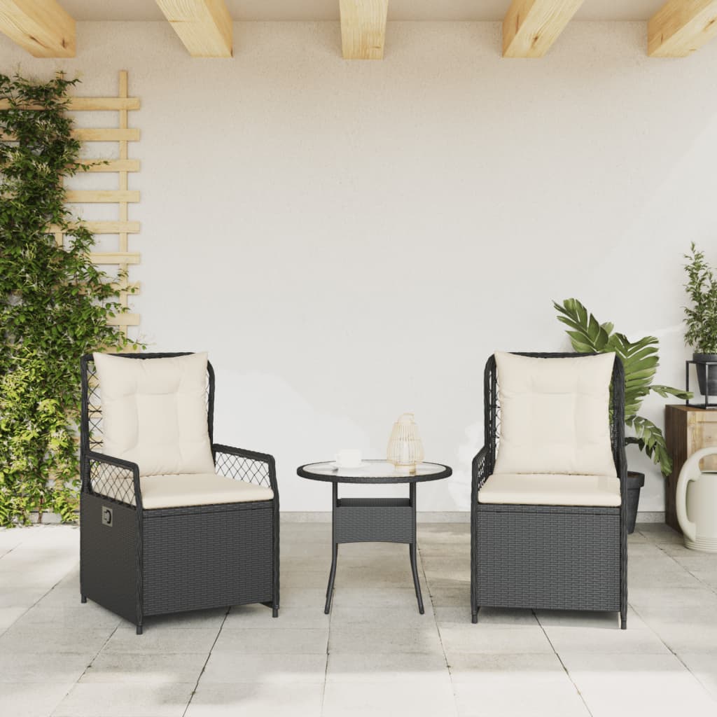 Gartensessel 2 Stk. Verstellbar Schwarz Poly Rattan